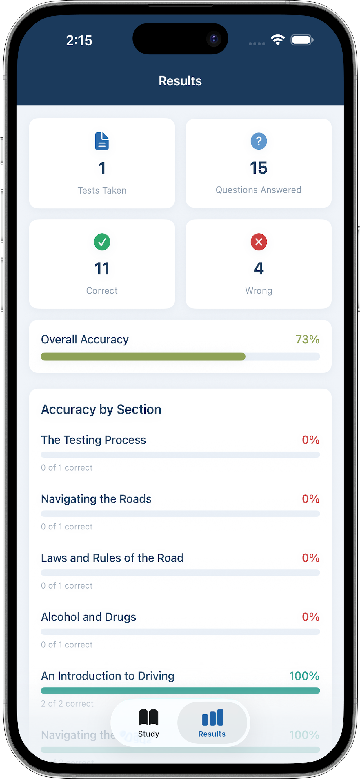 Practice test with multiple choice questions from the handbook